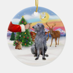 Ornamento De Cerâmica Tratado para um Deerhound Escocês