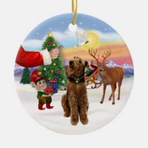 Ornamento De Cerâmica Tratar por um Airedale Terrier