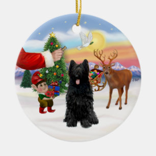 Ornamento De Cerâmica Tratar um Briard Negro