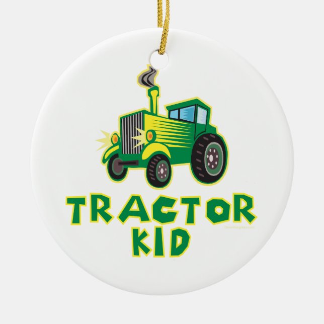 Ornamento De Cerâmica Trator Kid, Verde (Frente)