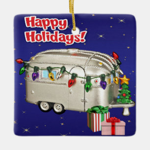 Ornamento De Cerâmica Travel Trailer Camper With Lights Gifts