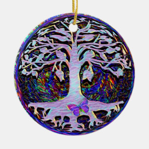 Ornamento De Cerâmica Tree of Life New Begnings por Amelia Carrie Ceram