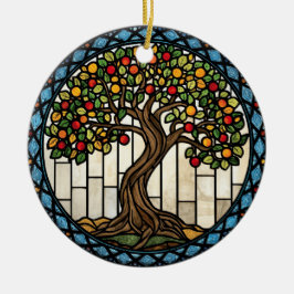 Ornamento De Cerâmica Tree of Life Stained Glass
