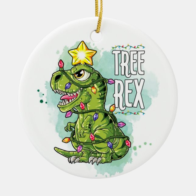 Ornamento De Cerâmica Tree Rex Dinossaur (Frente)