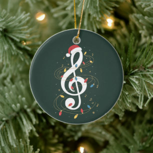 Ornamento De Cerâmica Tref Clef Christmas Lights Music Lover Musical