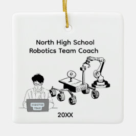 Ornamento De Cerâmica Treinador da Equipe de Robótica do Ensino Médio
