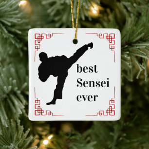 Ornamento De Cerâmica Treinador de Artes Marciais   Melhor Sensei de Tod