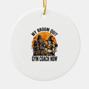 Ornamento De Cerâmica Treinador de Fitness de Halloween Bruxa Abóbora Tr