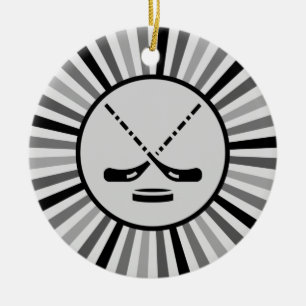 Ornamento De Cerâmica Treinador do jogador de hóquei branco e Cinza pre