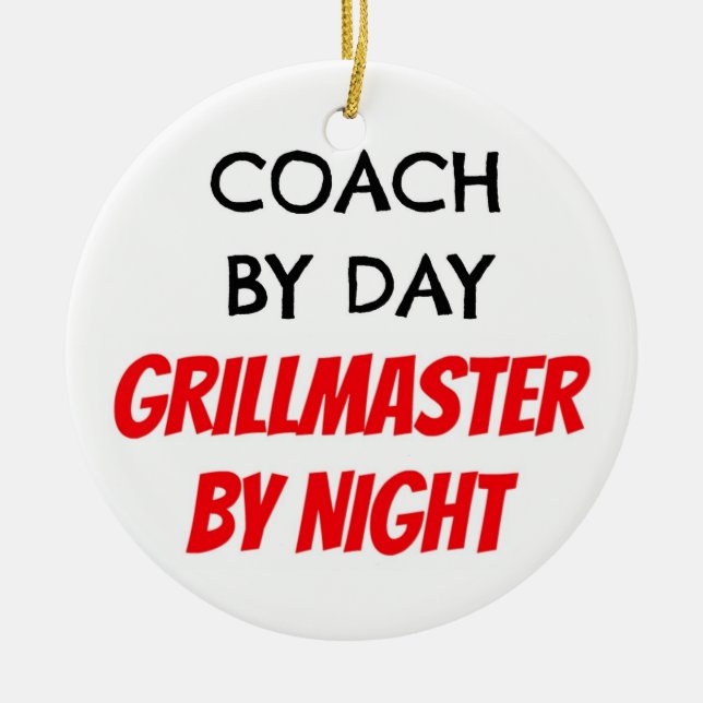 Ornamento De Cerâmica Treinador por Day Grillmaster por Night (Frente)