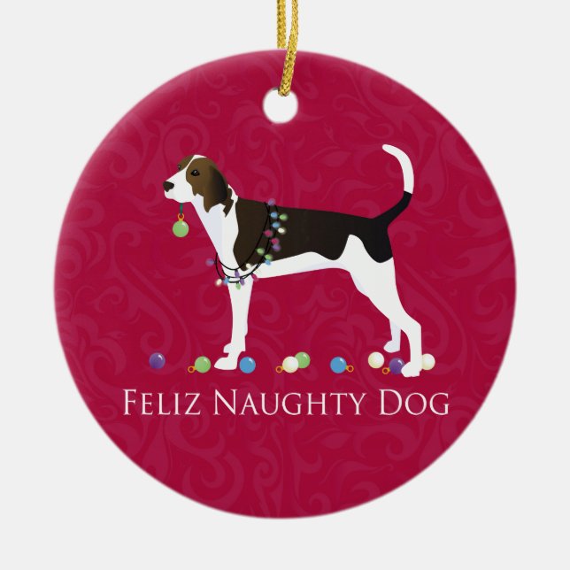 Ornamento De Cerâmica Treing Walker Coonhound Christmas (Frente)