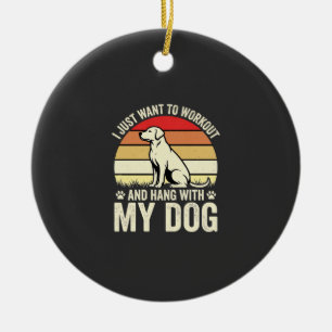 Ornamento De Cerâmica Treino Com Meu Cachorro Pôr do Sol Retro