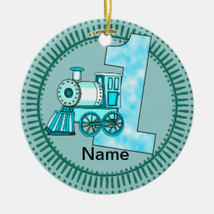 Ornamento De Cerâmica Trem Azul Número 1