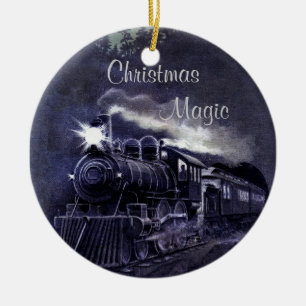 Ornamento De Cerâmica Trem mágico do vintage do Natal
