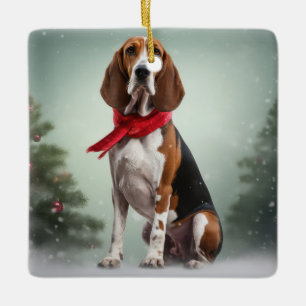 Ornamento De Cerâmica Tremendo Cachorro Walker Coonhound no Natal da Nev