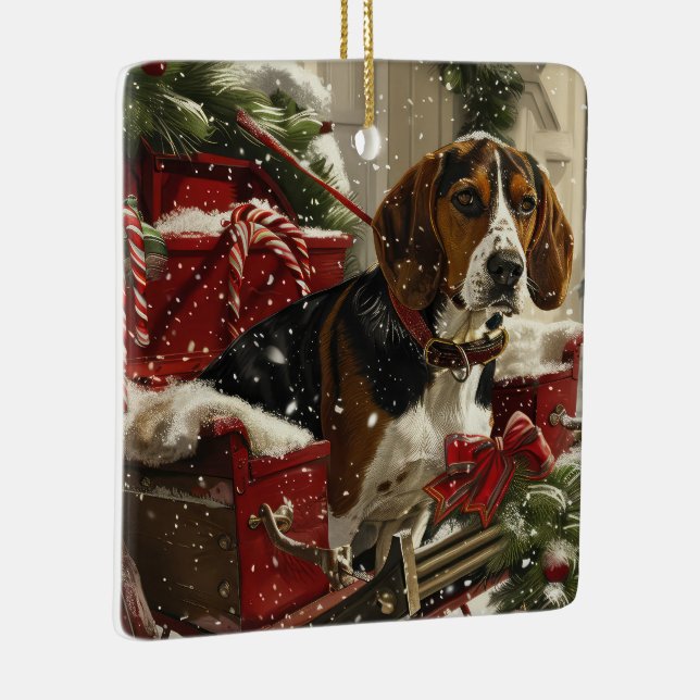 Ornamento De Cerâmica Tremendo Walker Coonhound Cão Natal Festivo (Direito )