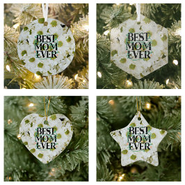 Ornamento De Cerâmica Trendy Best Mãe Alguma Vez White Floral Moderna
