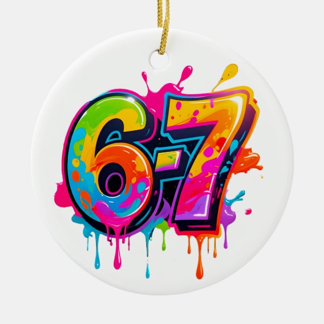Ornamento De Cerâmica Trendy Popular Teen Meme IYKYK 6-7 67 Ornament (Frente)