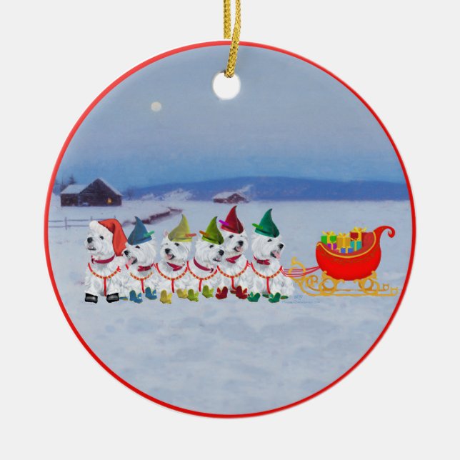 Ornamento De Cerâmica Trenó de Natal (Frente)