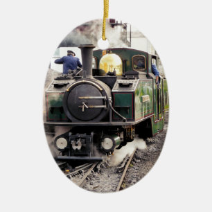 ORNAMENTO DE CERÂMICA TRENS A VAPOR