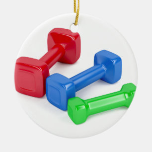 Ornamento De Cerâmica Três dumbbells diferentes