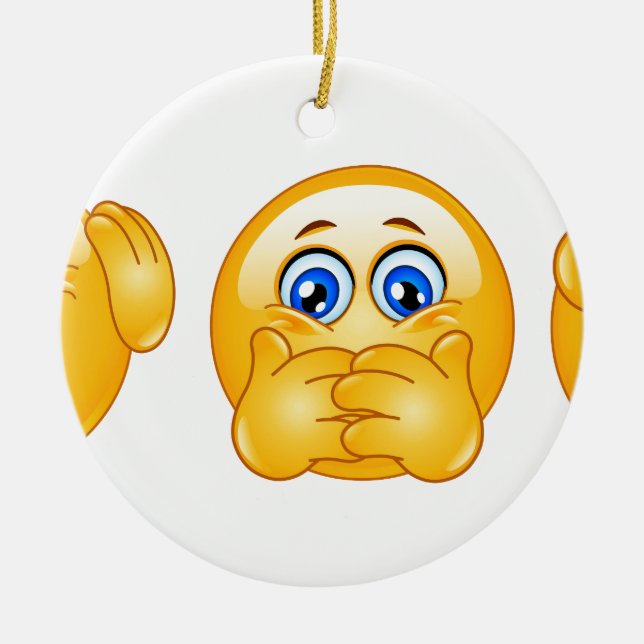 Ornamento De Cerâmica três emojis sábios (Frente)
