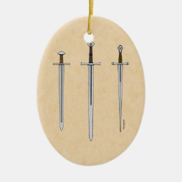 Ornamento De Cerâmica Três Espadas Medievais 2016