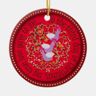 Ornamento De Cerâmica Três galinhas francesas