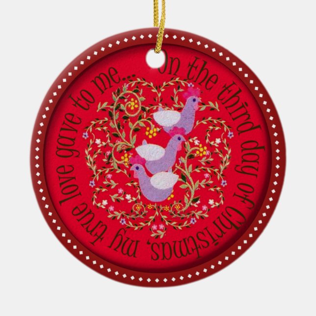 Ornamento De Cerâmica Três galinhas francesas (Frente)
