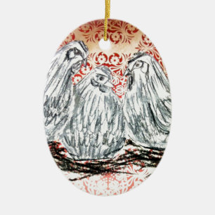 Ornamento De Cerâmica Três galinhas francesas