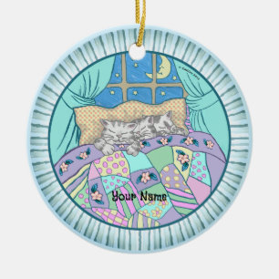 Ornamento De Cerâmica Três Gatos De Gato Dormindo