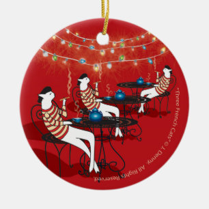 Ornamento De Cerâmica Três gatos franceses...