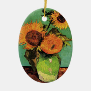 Ornamento De Cerâmica Três girassóis num vaso Vincent van Gogh