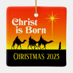 Ornamento De Cerâmica Três Homens Sábios Estrela de Belém no Natal