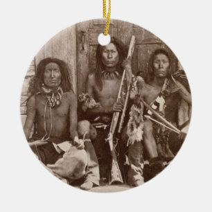 Ornamento De Cerâmica Três indiano Braves, fotografado pelo inglês rea