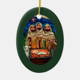 Ornamento De Cerâmica Três Pastores, Vamos Adorá-Lo.