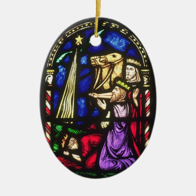 Ornamento De Cerâmica Três reis Following a estrela (Frente)