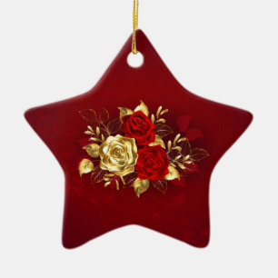 Ornamento De Cerâmica Três Rosas de joalharia