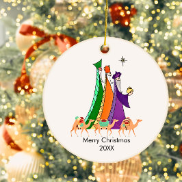 Ornamento De Cerâmica Três Sábios Estrela Feliz Natal