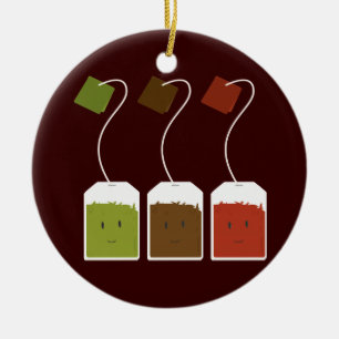 Ornamento De Cerâmica Três saquinhos de chá de sorriso