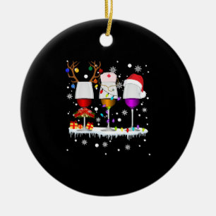 Ornamento De Cerâmica Três taças de vinho tinto, enfermeira de Natal Fei