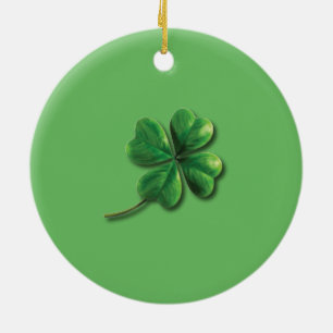 Ornamento De Cerâmica Trevo Irlandês Verde Moderno