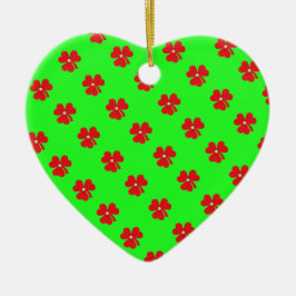 Ornamento De Cerâmica Trevo vermelho, pérola branca para Rua.
