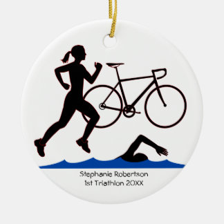 Ornamento De Cerâmica Triathlon Female Keepsael