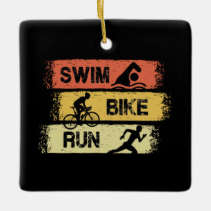 Ornamento De Cerâmica Triathlon - Natação Bike Run