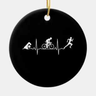 Ornamento De Cerâmica Triathlon - Triathlon Heartbeat