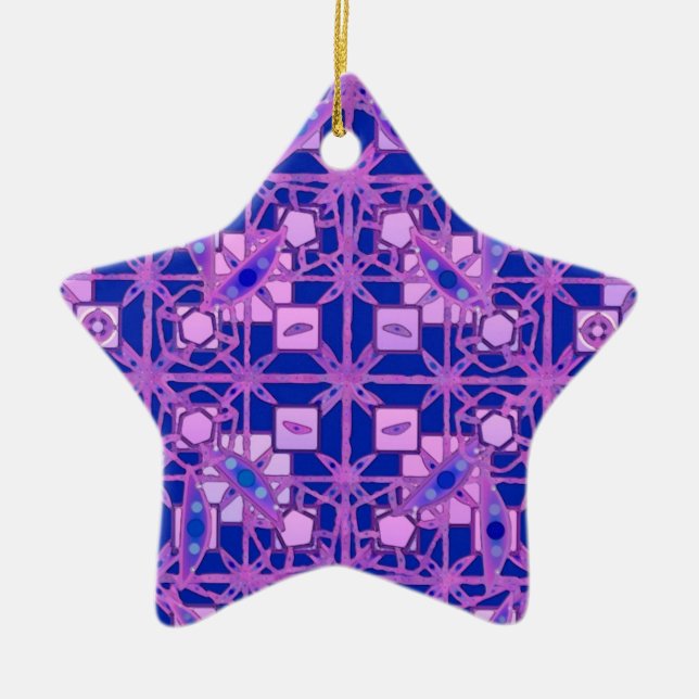 Ornamento De Cerâmica Tribal Batik - tons roxos (Frente)