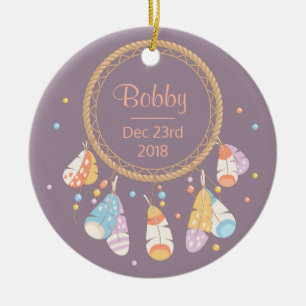 Ornamento De Cerâmica Tribal Dreamcatcher Boho New Baby Keepsakê