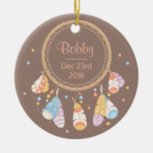 Ornamento De Cerâmica Tribal Dreamcatcher Boho New Baby Keepsaname