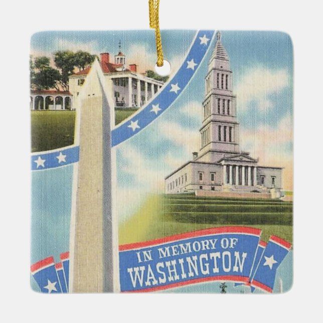 Ornamento De Cerâmica Tributo à Memória de Washington (Frente)